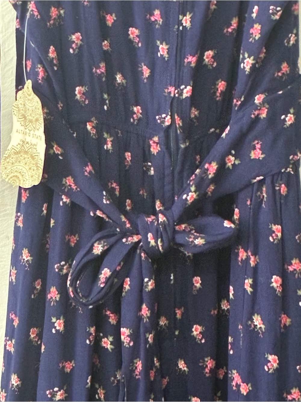 Altar'd State Navy Maxi Dress with Pink Floral Accents - Picture 10 of 11